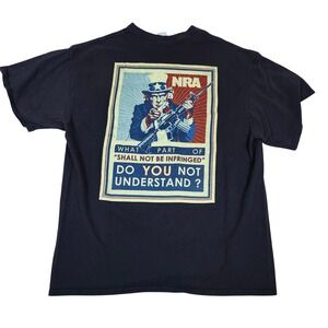 Vintage NRA Uncle Sam "Shall Not Be Infringed" Graphic T-Shirt Black XL